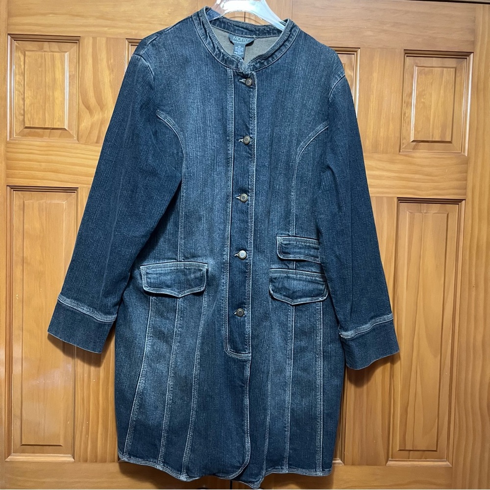Motto Denim Long Coat Mandarin Collar Size 2X NWT